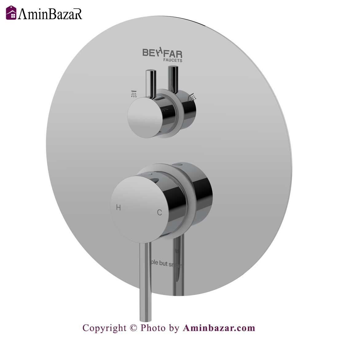 شیر دوش حمام توکار بهفر مدل پلیت C رنگ کروم