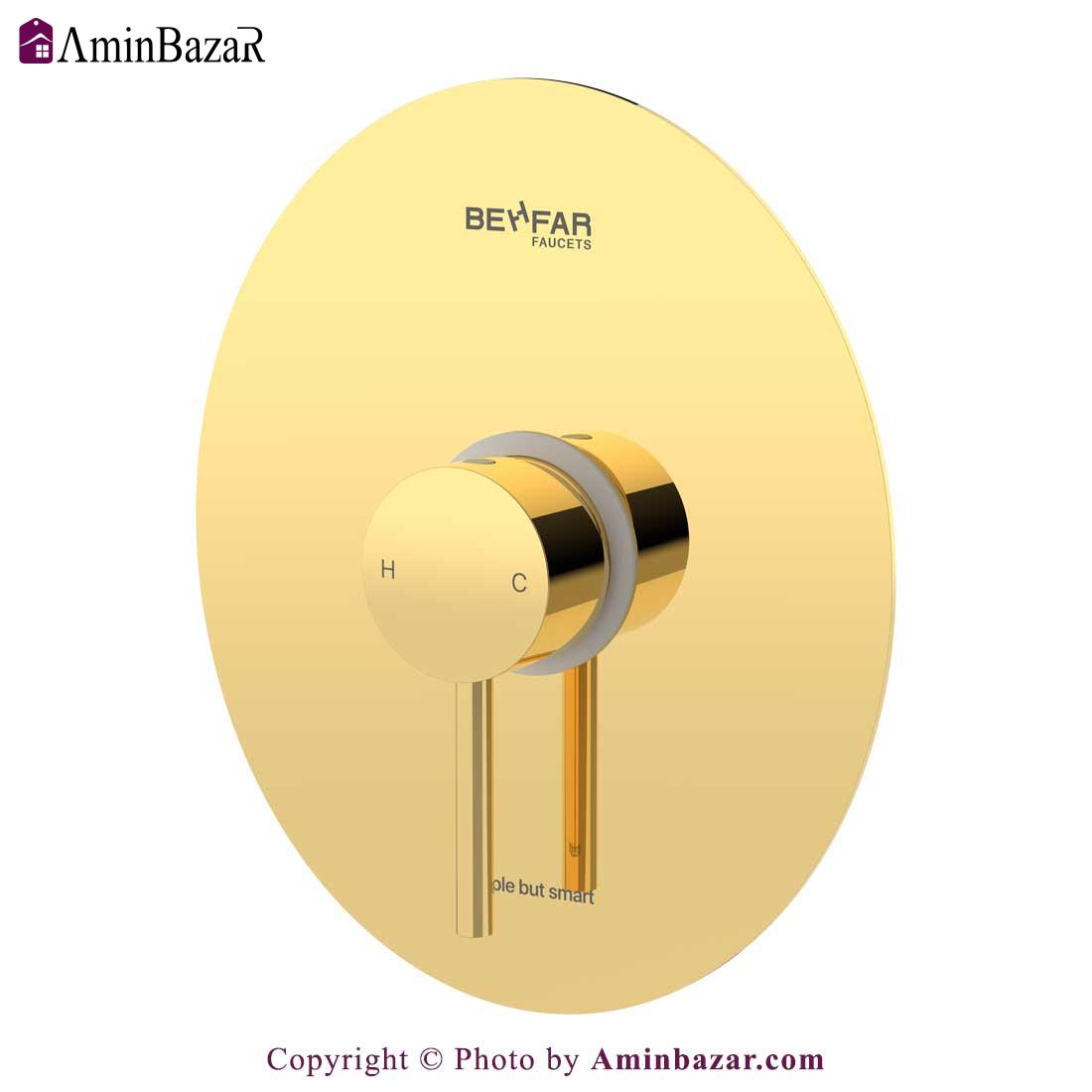 شیر توالت توکار بهفر مدل پلیت D رنگ طلایی